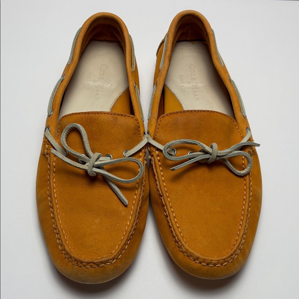 Cole Haan Women’s‎ Sz8m Yellow/Orange Nubuck Leather Suede Loafers #0259